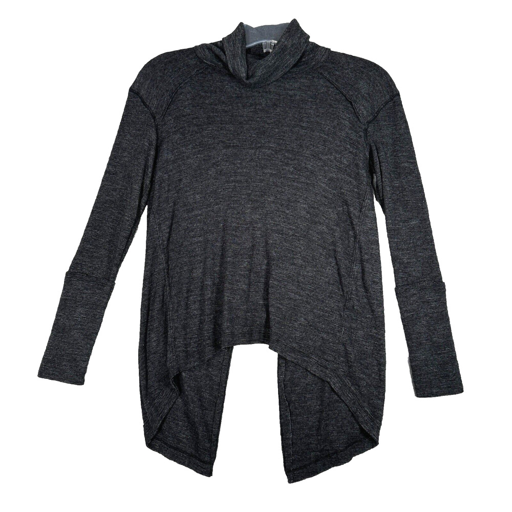 Free People Shirt Womens XS Gray Split Back Turtleneck Everyday Casual Neutral
